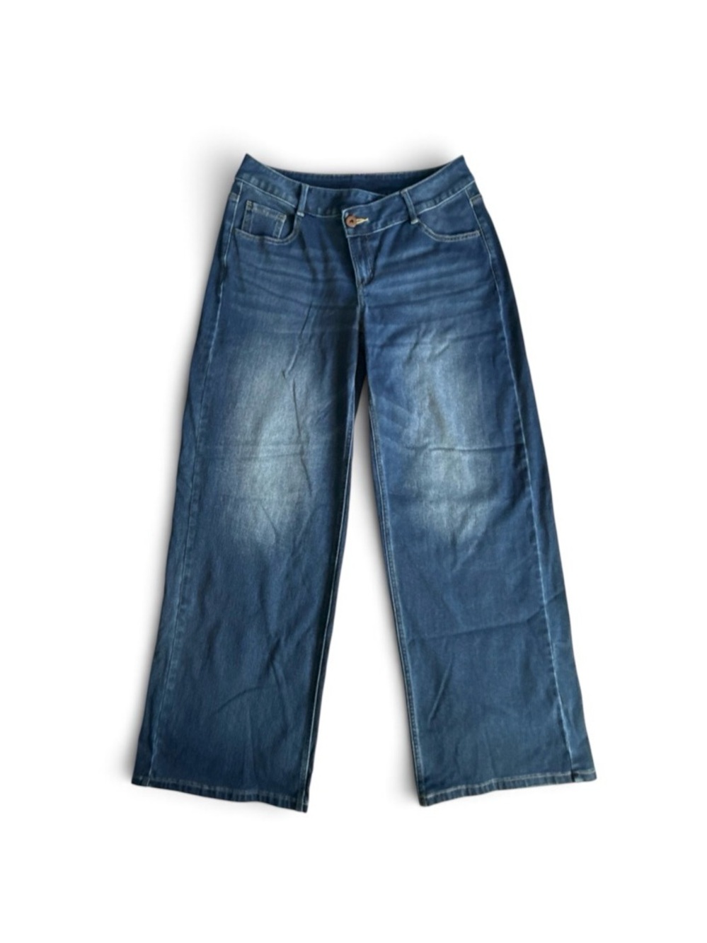 Halara Flex Jeans Asymmetric Front Low Rise Pockets Baggy Wide Leg Small No Tag